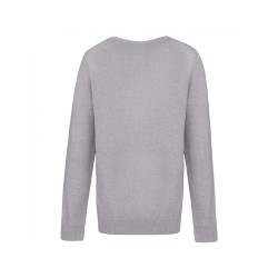 Pull Gris Mixte Col V Floqué